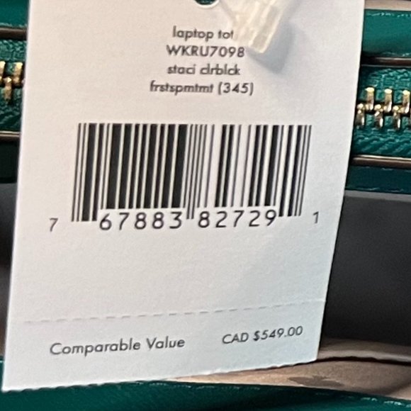 Kate Spade Staci Colorblock Large Laptop Tote Frosted Spearmint Multi - Picture 8 of 11